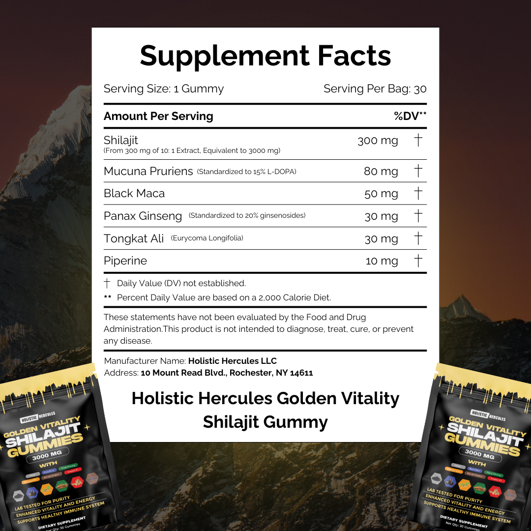 Golden Vitality Shilajit Gummies (SALE)